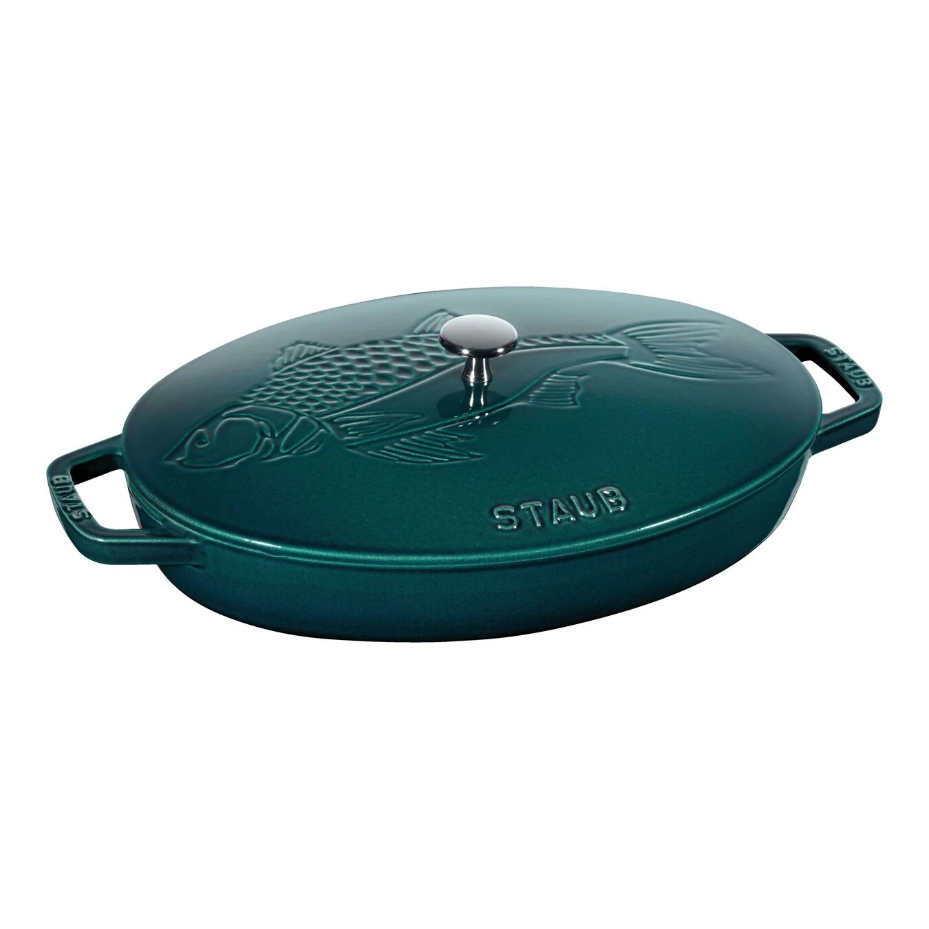 Staub Ovenschaal Met Deksel 33 Cm, Ovaal, La-mer 1 Staub Ovenschaal Met Deksel 33 Cm, Ovaal, La-mer